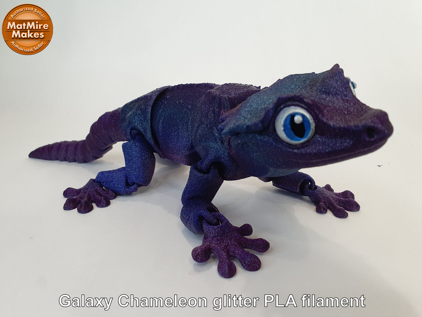 Crested Gecko Articulated Flexi 3D print - Professionally Hand painted, can be printed any colour you like! Frog butt and regular tails