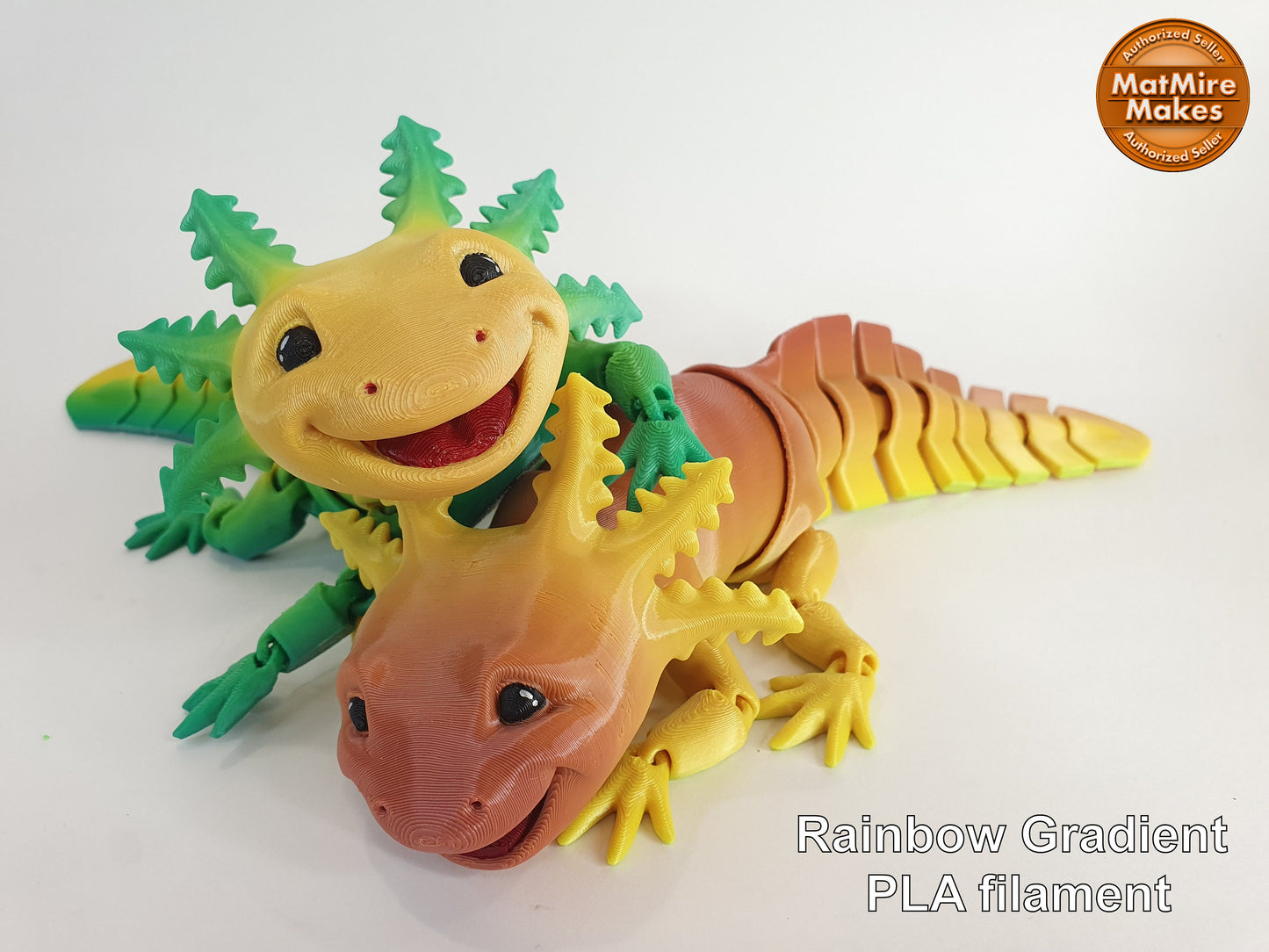 Big Smile Adorable Axolotl Articulated Flexi 3D print - Professionally Hand painted finishing details, can be printed any colour you like!