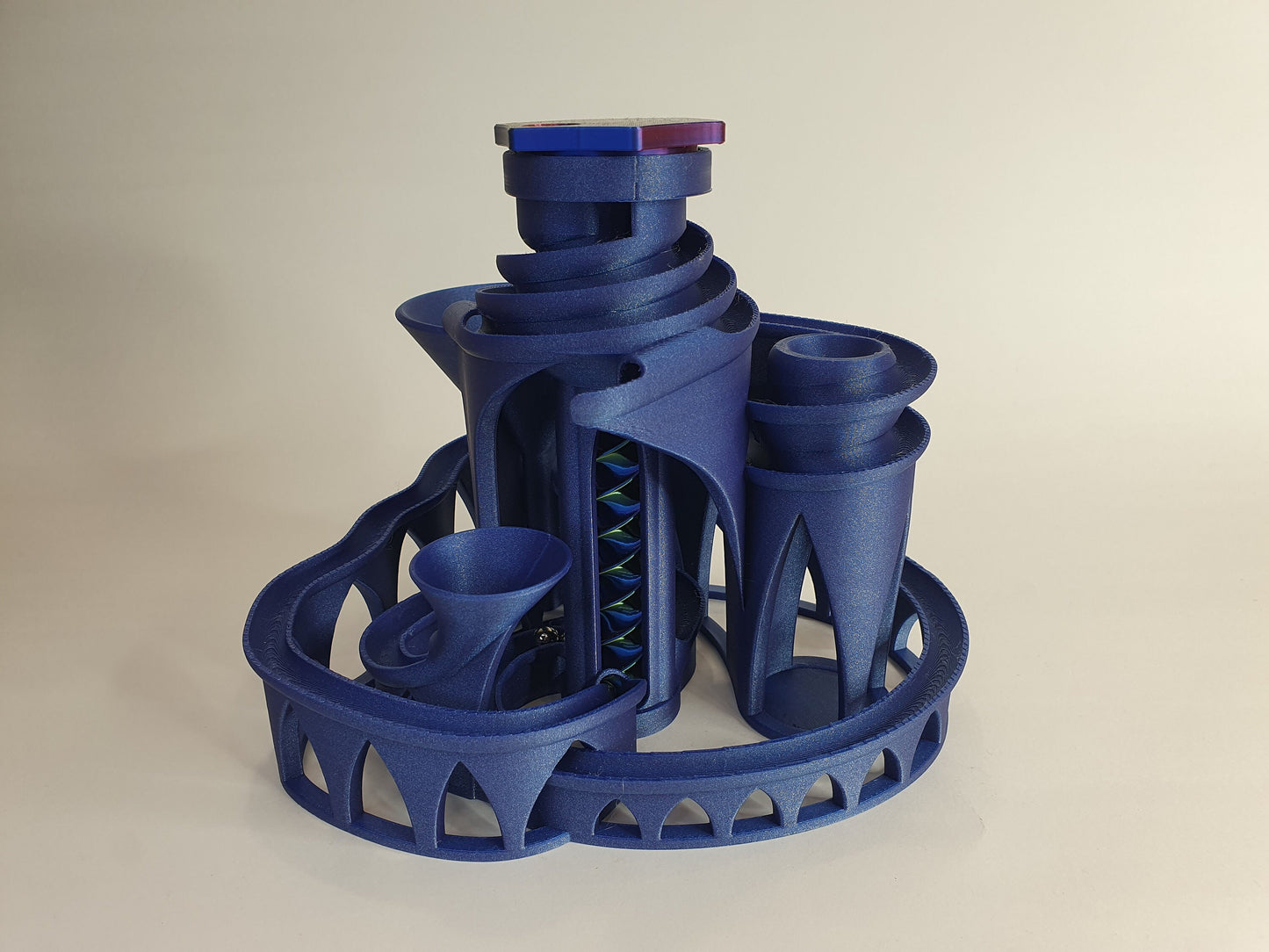 The Cyclone: triple lift, triple track marble machine - 3D printed in any colour you like - can be personalised!