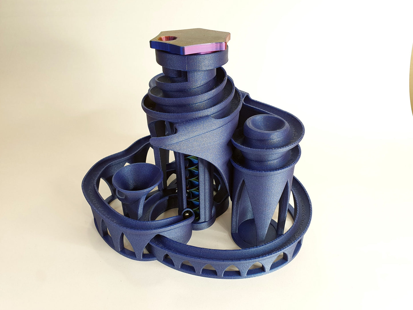 The Cyclone: triple lift, triple track marble machine - 3D printed in any colour you like - can be personalised!