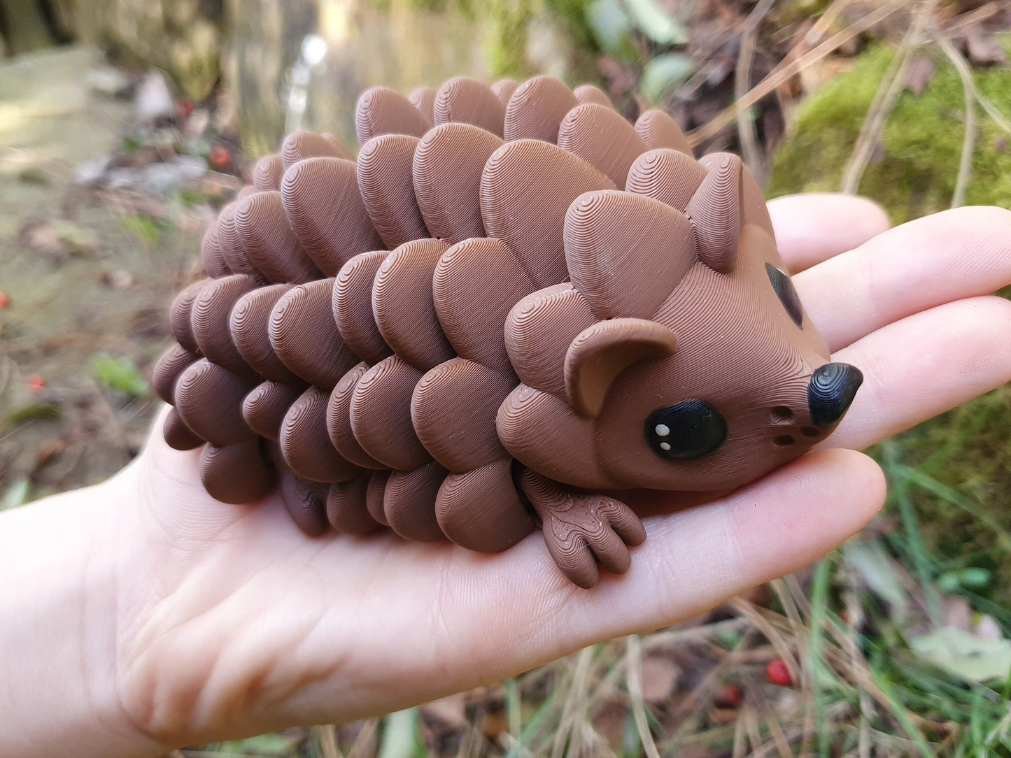 Cute Hedgehog - Articulated Flexible 3D Print. Professionally Hand painted finishing details- can print in any colour you like