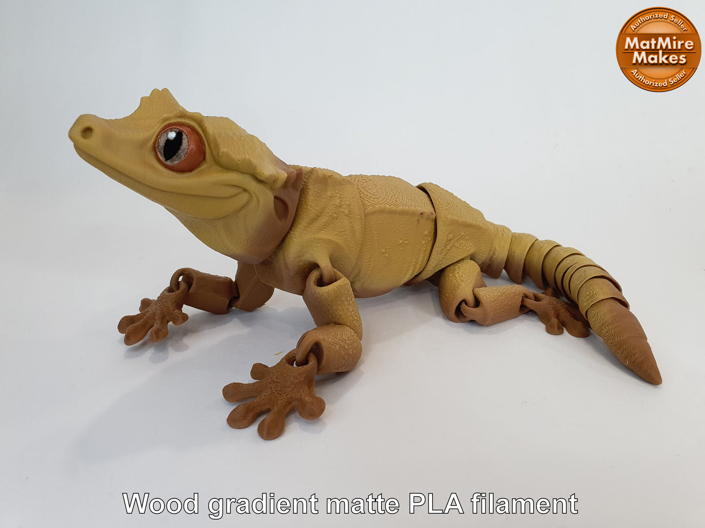 Crested Gecko Articulated Flexi 3D print - Professionally Hand painted, can be printed any colour you like! Frog butt and regular tails