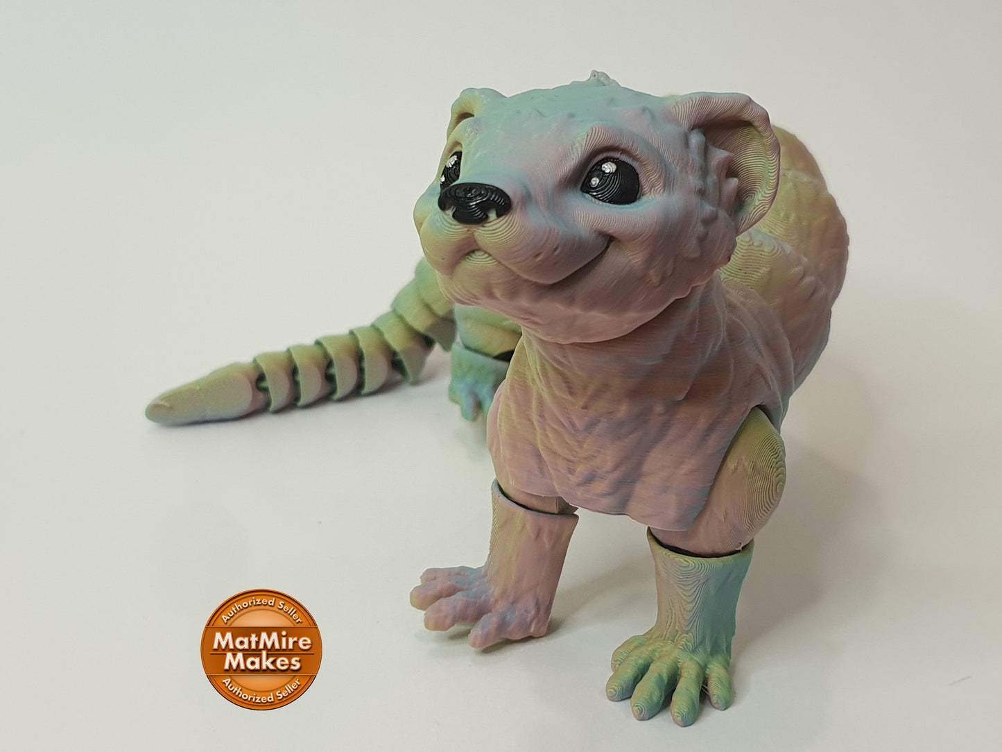 Cute Flexi Ferret/Polecat/Cat Snake -  Articulated Flexible 3D Print - Hand painted details - Can be printed any colour you like!