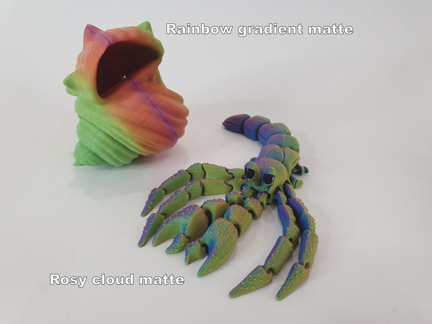 Hermes the Hermit Crab Articulated Flexible 3D Print - Magnetic removable shell - Hand painted details - Can be printed any colour you like!