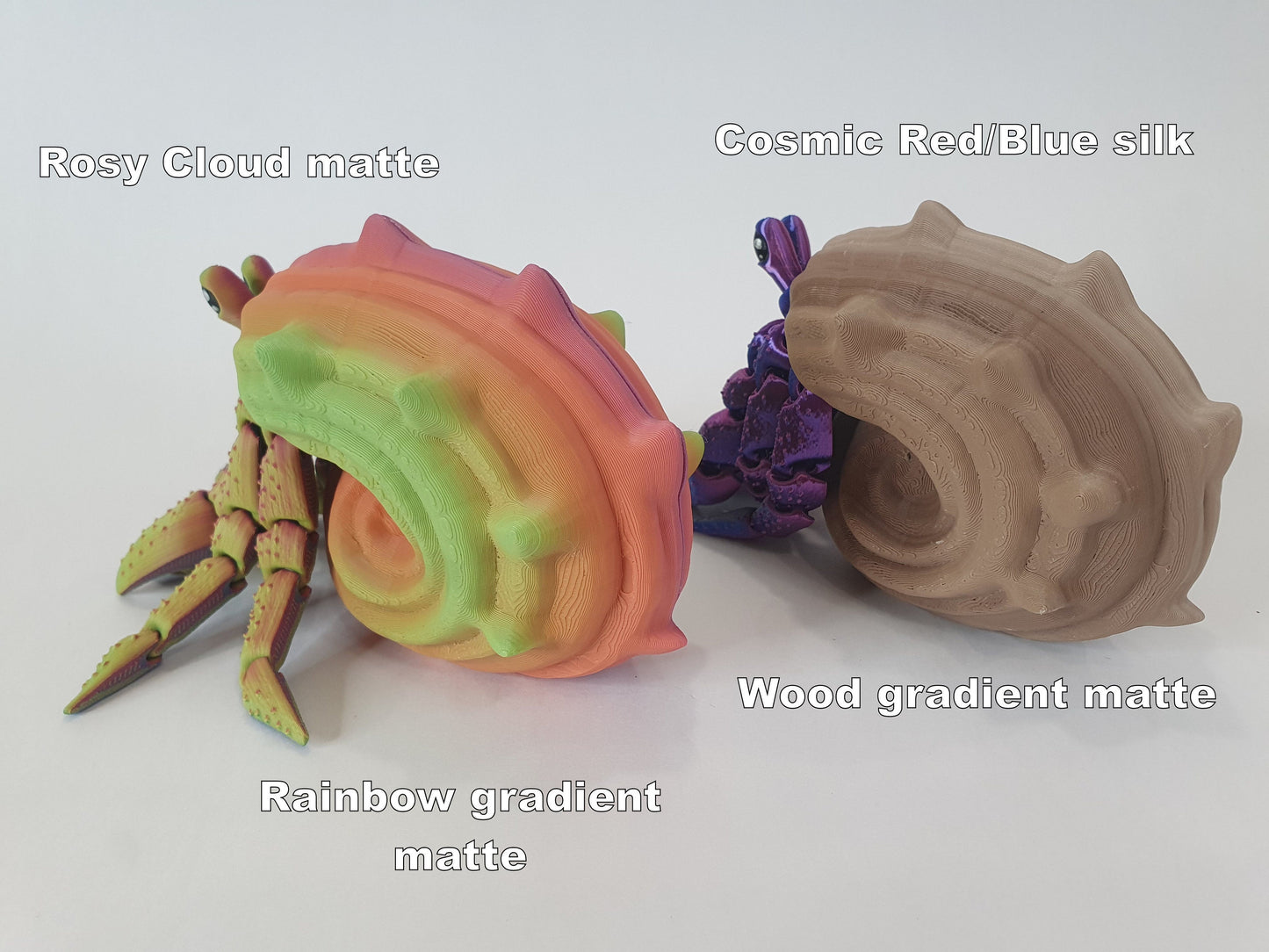 Hermes the Hermit Crab Articulated Flexible 3D Print - Magnetic removable shell - Hand painted details - Can be printed any colour you like!